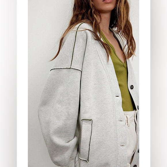 NWT Free People Grandpa Sweatshirt Cardigan - Picture 2 of 5